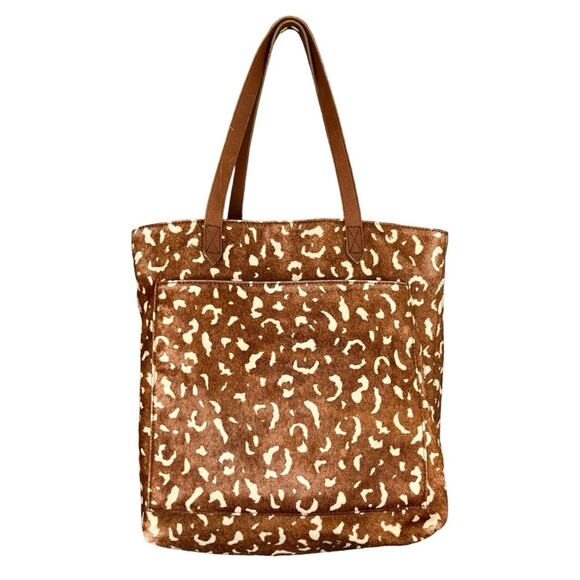 MADEWELL The Medium Transport Tote: Printed Calf Hair Edition in Pecan - Picture 2 of 12
